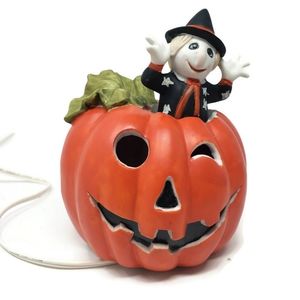 Vintage Halloween Witch in a Pumpkin Night Light